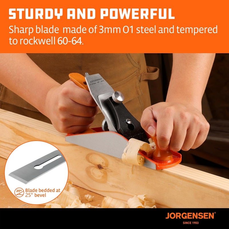Jorgensen No.4 10" Wood Planer, Hand Planer for Woodworking, Professional Smoothing Plane for Trimming, Craft - Hand Plane with Ductile Iron Body, Adjustable Cutting Depth - Image 3